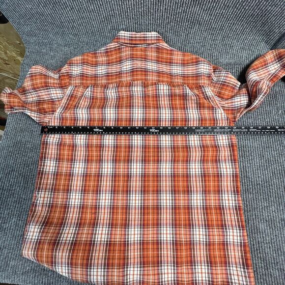 VTG TOMMY Jeans HILFIGER Shirt Mens Medium Orange Plaid Quilted Lined LS Button - Picture 14 of 16